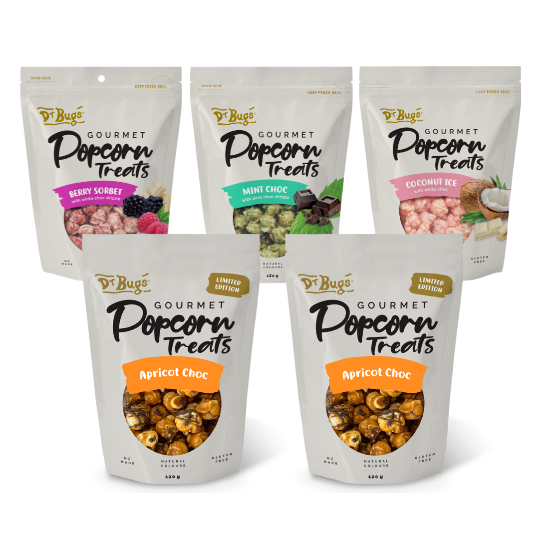 Dr Bugs Apricot Choc Popcorn Treats Bumper Box