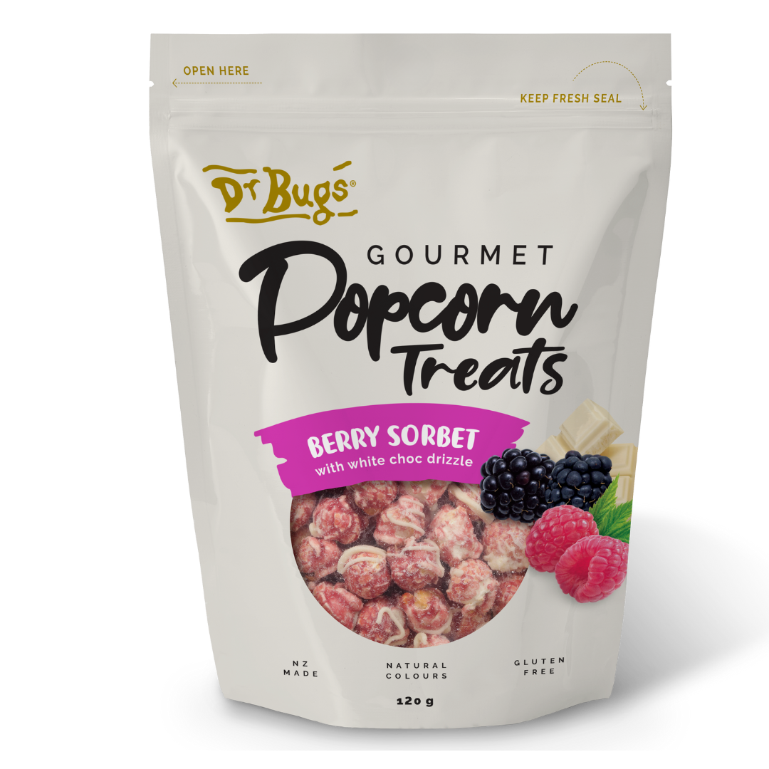 Dr Bugs Berry Sorbet Gourmet Popcorn Treats 120g