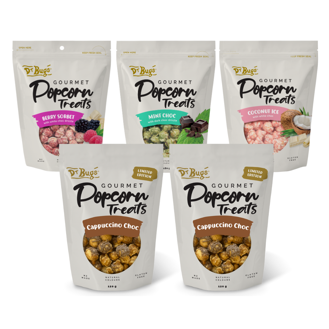 Dr Bugs Cappuccino Choc Popcorn Treats Bumper Box (Limited Edition)
