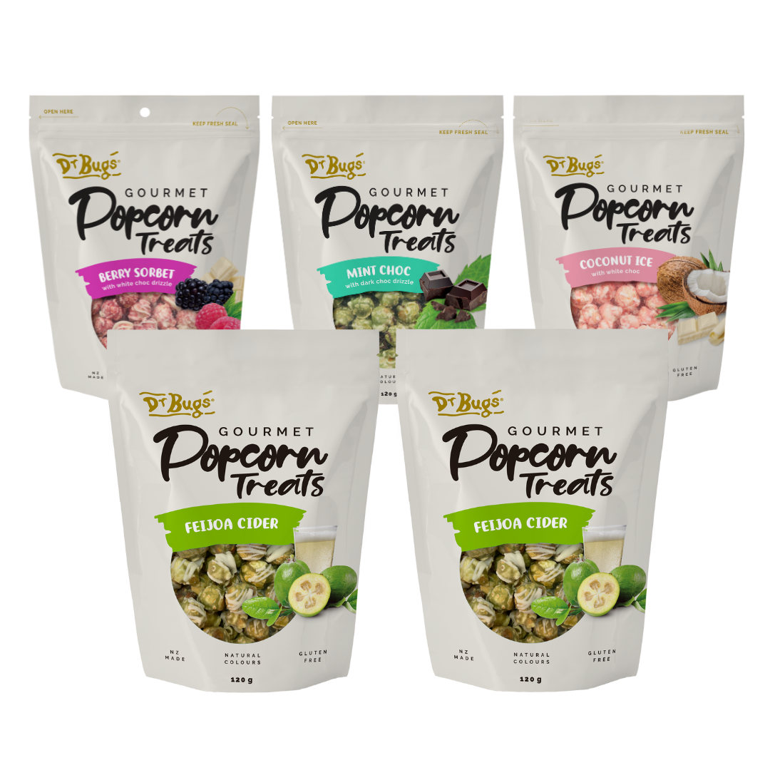 Dr Bugs Feijoa Cider Popcorn Treats Bumper Box