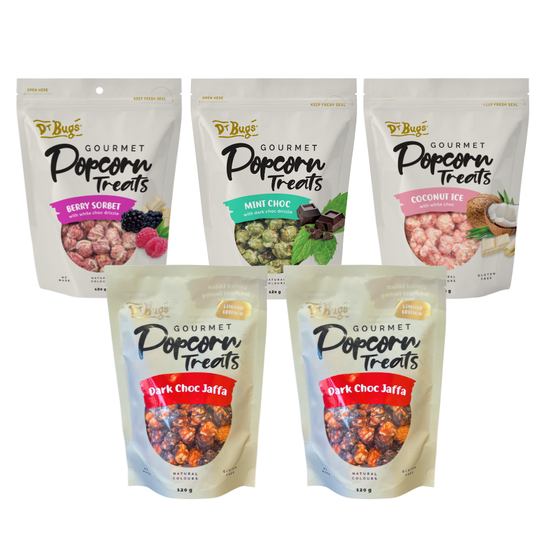 Dr Bugs Dark Choc Jaffa Popcorn Treats Bumper Box (Limited Edition)