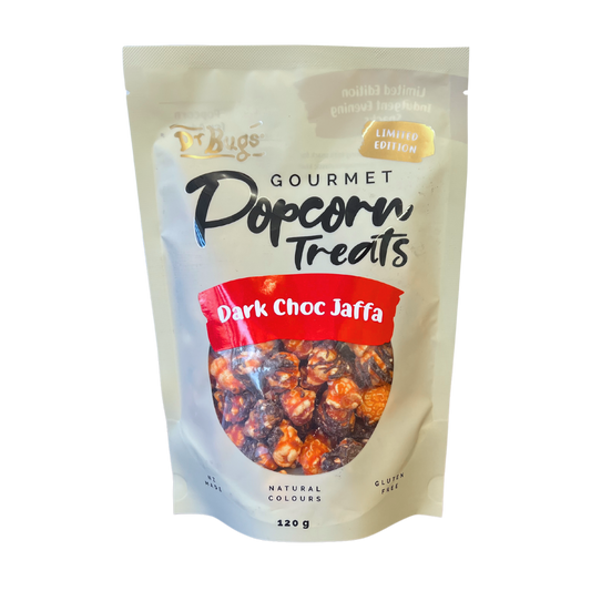 Dr Bugs Dark Choc Jaffa Popcorn 120g (Limited Edition)