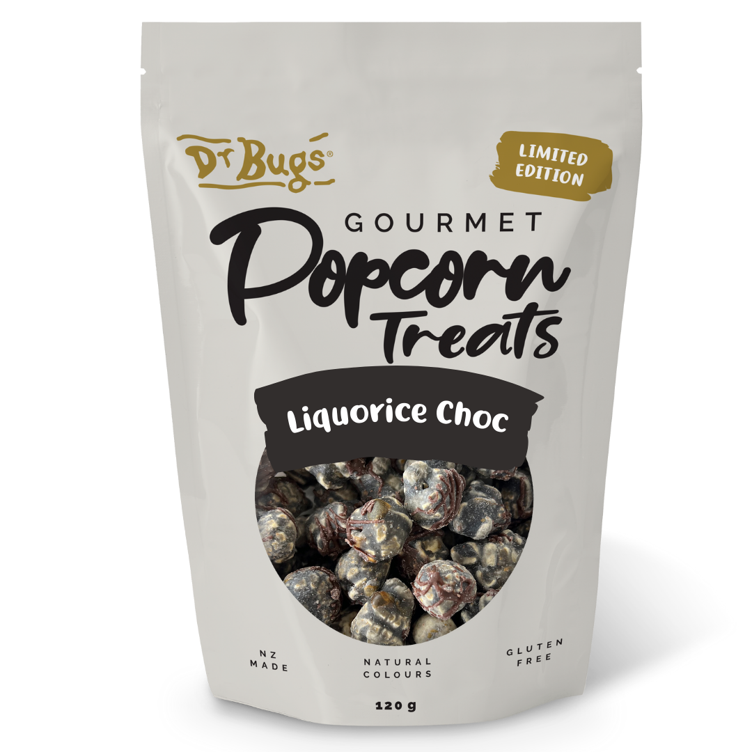 Dr Bugs Liquorice Choc Popcorn 120g (Limited Edition)