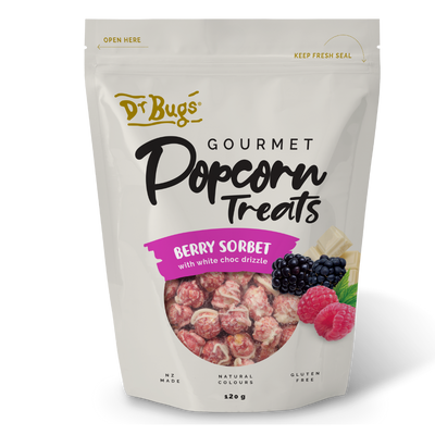 Dr Bugs Berry Sorbet Gourmet Popcorn Treats 120g