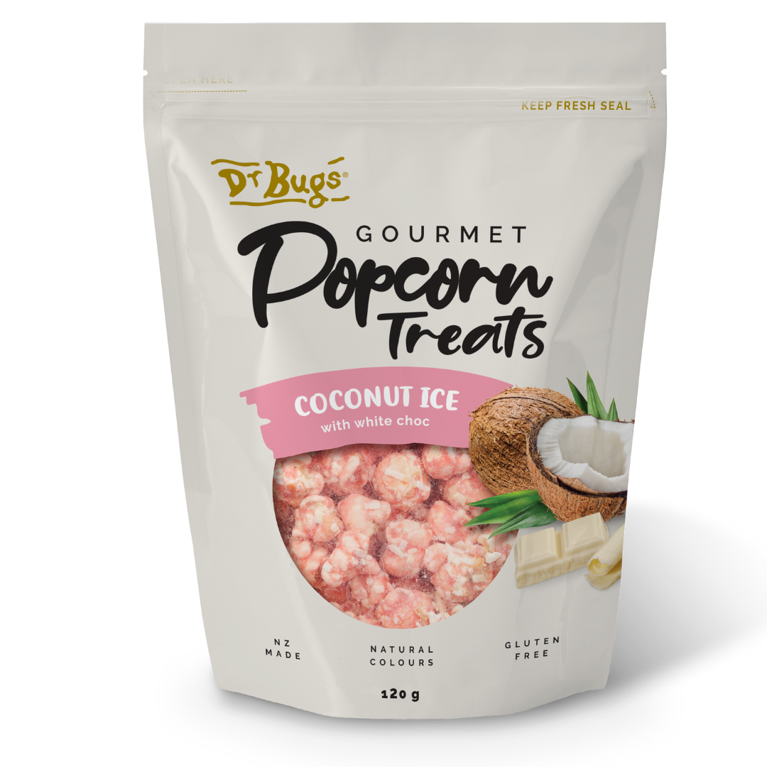 Dr Bugs Coconut Ice Gourmet Popcorn Treat 120g