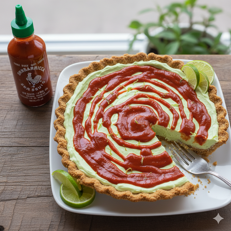 Key lime pie with a siracha drizzle