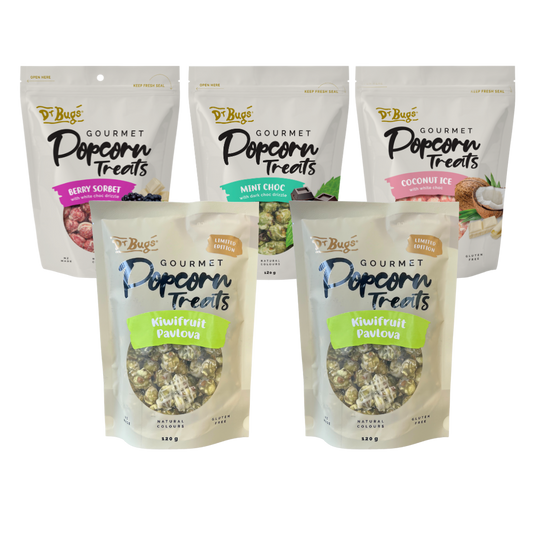 Dr Bugs Kiwifruit Pavlova Popcorn Treats Bumper Box (Limited Edition)